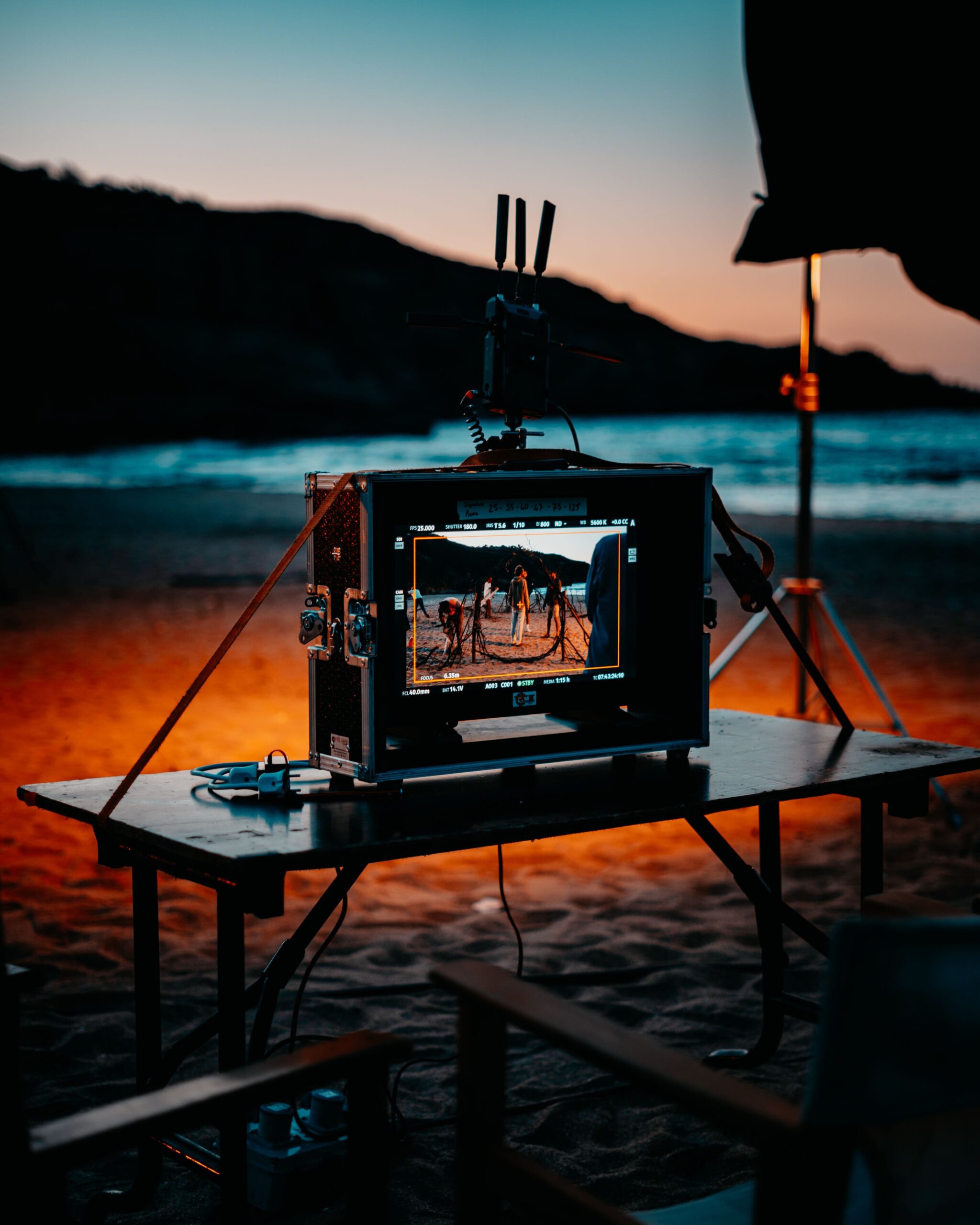 Professional film production monitoring on location